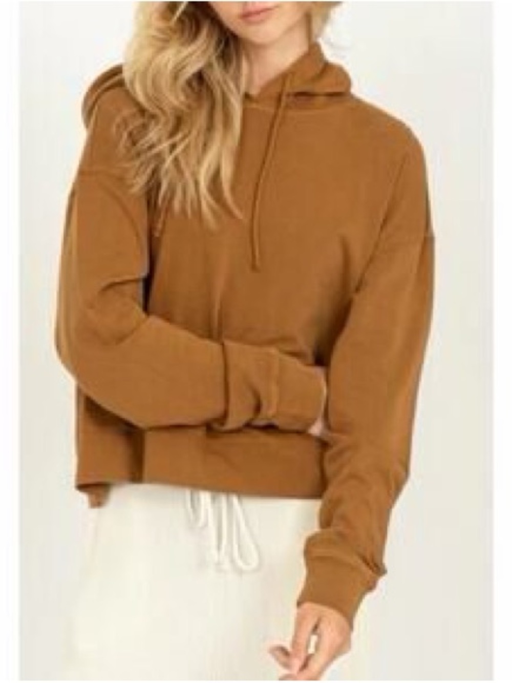 NWOT SIZE L Double Zero Women's Cropped Hoodie in Caramel